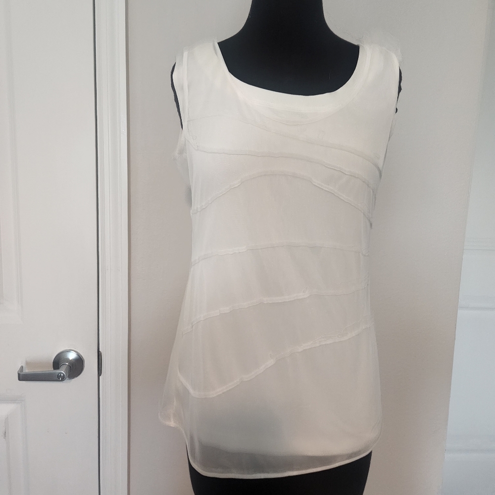 Wolford White Sheer Layered Sleeveless Top